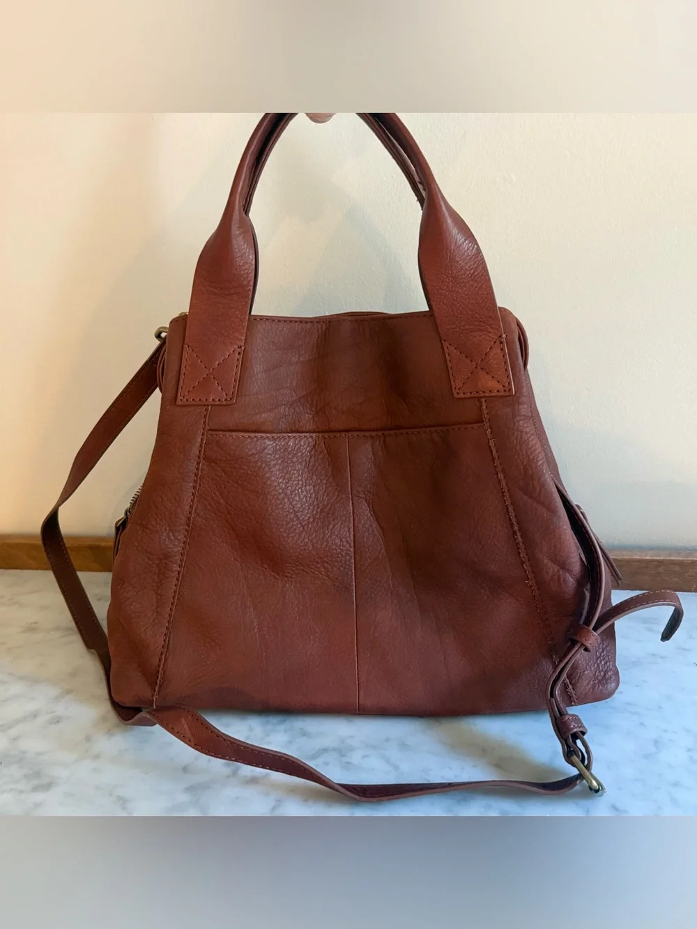 American Leather Co. Ada Triple Entry Leather Satchel